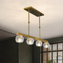GobekUsa Minimalist Gold Island Pendant Light with Faceted Crystal Sphere and Linear Design - 3/4 Lights Hanging Lamp Kit