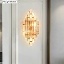 GobekUsa Minimalist LED Wall Sconce Light with K9 Crystal Strip - Rhombus Design for Living Room