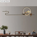 GobekUsa Minimalist Linear Hanging Lamp with Metal Frame, LED Lighting, Monk and Tree Design – Ideal for Study Room and Island Décor