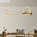 GobekUsa Minimalist Linear Hanging Lamp with Metal Frame, LED Lighting, Monk and Tree Design – Ideal for Study Room and Island Décor