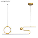 GobekUsa Minimalist Gold Linear LED Island Lighting for Restaurants - Metal Ceiling Hang Lamp