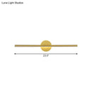 GobekUsa Minimalist LED Wall Sconce in Gold - Metal Linear & Round Vanity Light, 16"/23.5"/31.5" Wide