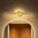 GobekUsa Minimalist LED Wall Sconce in Gold - Metal Linear & Round Vanity Light, 16"/23.5"/31.5" Wide