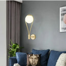 GobekUsa Glass Ball Golden LED Wall Lamp for Living Bedroom, Minimalist Nordic Design