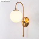 GobekUsa Gold Mini Globe Wall Sconce Light - Elegant Opaline Glass Fixture for Bedroom