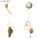 GobekUsa Gold Mini Globe Wall Sconce Light - Elegant Opaline Glass Fixture for Bedroom
