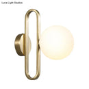 GobekUsa Minimalist Cream Matte Glass Wall Light with Gold Oval Arm and 1 Bulb Sconce