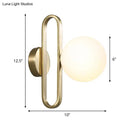 GobekUsa Minimalist Cream Matte Glass Wall Light with Gold Oval Arm and 1 Bulb Sconce