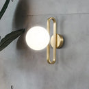 GobekUsa Minimalist Cream Matte Glass Wall Light with Gold Oval Arm and 1 Bulb Sconce