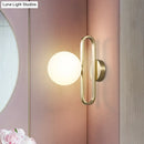 GobekUsa Minimalist Cream Matte Glass Wall Light with Gold Oval Arm and 1 Bulb Sconce