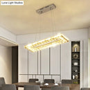 GobekUsa Minimalist Rectangular LED Island Pendant Light with Clear K9 Crystal accents for Restaurants