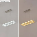 GobekUsa Minimalist Rectangular LED Island Pendant Light with Clear K9 Crystal accents for Restaurants