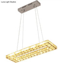 GobekUsa Minimalist Rectangular LED Island Pendant Light with Clear K9 Crystal accents for Restaurants