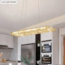 GobekUsa Minimalist Rectangular LED Island Pendant Light with Clear K9 Crystal accents for Restaurants