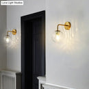 GobekUsa Minimalist Rippled Glass Sphere Wall Lamp with Gold Sconce Lighting