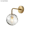 GobekUsa Minimalist Rippled Glass Sphere Wall Lamp with Gold Sconce Lighting