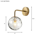 GobekUsa Minimalist Rippled Glass Sphere Wall Lamp with Gold Sconce Lighting