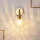 GobekUsa Minimalist Rippled Glass Sphere Wall Lamp with Gold Sconce Lighting