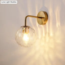 GobekUsa Minimalist Rippled Glass Sphere Wall Lamp with Gold Sconce Lighting