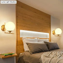 GobekUsa Minimalist Gold Sphere Bedside Wall Sconce - 1-Light Milk Glass Wall Mounted Light with Right Angle Arm