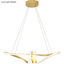 GobekUsa Minimalist Gold Twist Island Pendant Light Fixture with LED Metal Finish - Perfect for Restaurants