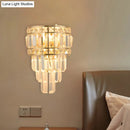 GobekUsa Minimalist Gold Wall Lamp - Clear Crystal 3-Light Layered Fixture