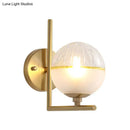GobekUsa Minimalist Gold Arm Wall Mount Lamp with Glass Ball Shade - Single Bulb Metal Sconce Light