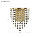 GobekUsa Brass-Toned Tapered Wall Sconce with Crystal Chain - Minimalist 1-Light Mounted Fixture