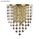 GobekUsa Brass-Toned Tapered Wall Sconce with Crystal Chain - Minimalist 1-Light Mounted Fixture