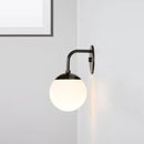 GobekUsa Minimalist Golden/Black Wall Sconce Light with Milky Glass Ball Shade - 1-Bulb Bedside Lamp