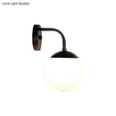 GobekUsa Minimalist Golden/Black Wall Sconce Light with Milky Glass Ball Shade - 1-Bulb Bedside Lamp