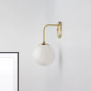 GobekUsa Minimalist Golden/Black Wall Sconce Light with Milky Glass Ball Shade - 1-Bulb Bedside Lamp