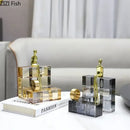GobekUsa Golden Thinker Crystal Base Sculpture for Modern Desk Decor