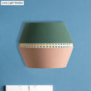 GobekUsa Minimalist Green and Pink Cutout Sconce with Rattan Detail - Wall Mounted Light for Bedroom