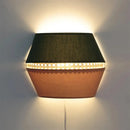 GobekUsa Minimalist Green and Pink Cutout Sconce with Rattan Detail - Wall Mounted Light for Bedroom