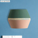 GobekUsa Minimalist Green and Pink Cutout Sconce with Rattan Detail - Wall Mounted Light for Bedroom