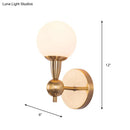 GobekUsa Minimalist Hand-Blown Glass Spherical Wall Sconce with Half-Bulb in Gold - Perfect for Bedrooms