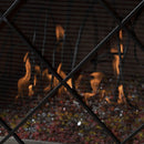 Minimalist Single Panel Iron Fireplace Screen with Diamond Design