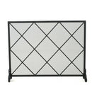 Minimalist Single Panel Iron Fireplace Screen with Diamond Design