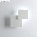 GobekUsa Minimalist Iron Movable Shade Square Wall Lamp - Black/White LED Sconce Lighting in Warm/White Light