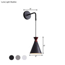 GobekUsa Minimalist Iron Wall Sconce with Conical Design - 1 Head, Black/Grey/White, Wall Mount