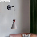 GobekUsa Minimalist Iron Wall Sconce with Conical Design - 1 Head, Black/Grey/White, Wall Mount
