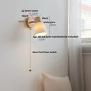 GobekUsa Iron Wood LED Wall Light Fixture Rotate Bedside Lamp Aplique Pared