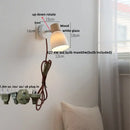 GobekUsa Iron Wood LED Wall Light Fixture Rotate Bedside Lamp Aplique Pared
