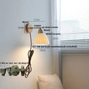 GobekUsa Iron Wood LED Wall Light Fixture Rotate Bedside Lamp Aplique Pared