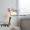 GobekUsa Iron Wood LED Wall Light Fixture Rotate Bedside Lamp Aplique Pared
