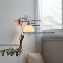 GobekUsa Iron Wood LED Wall Light Fixture Rotate Bedside Lamp Aplique Pared