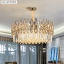 GobekUsa Minimalist K9 Crystal Drum Pendant Light for Living Room Chandelier