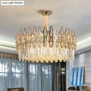 GobekUsa Minimalist K9 Crystal Drum Pendant Light for Living Room Chandelier
