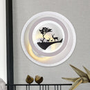 GobekUsa Minimalist LED Acrylic Sconce Light Fixture with Tree and Elk Design for Bedroom Lighting